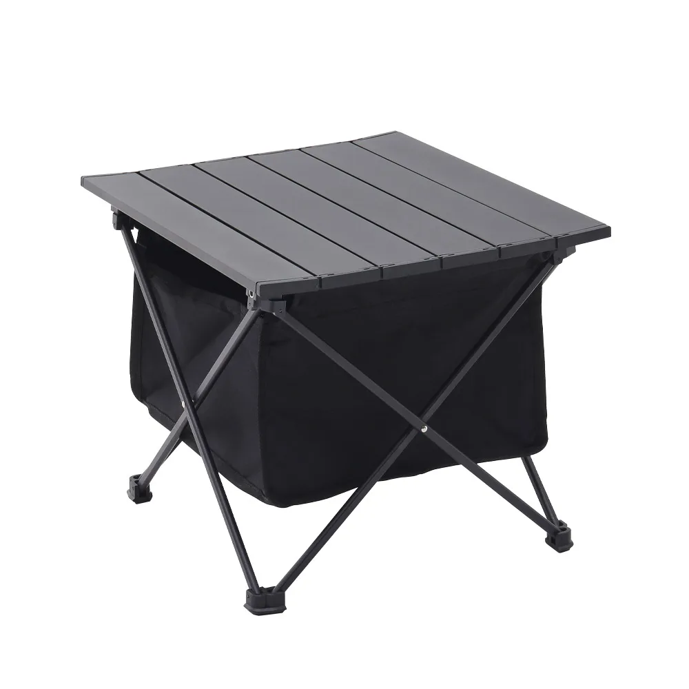 Portable outdoor folding camping table with storage basket aluminum picnic table barbecue table outdoor dining table stall table