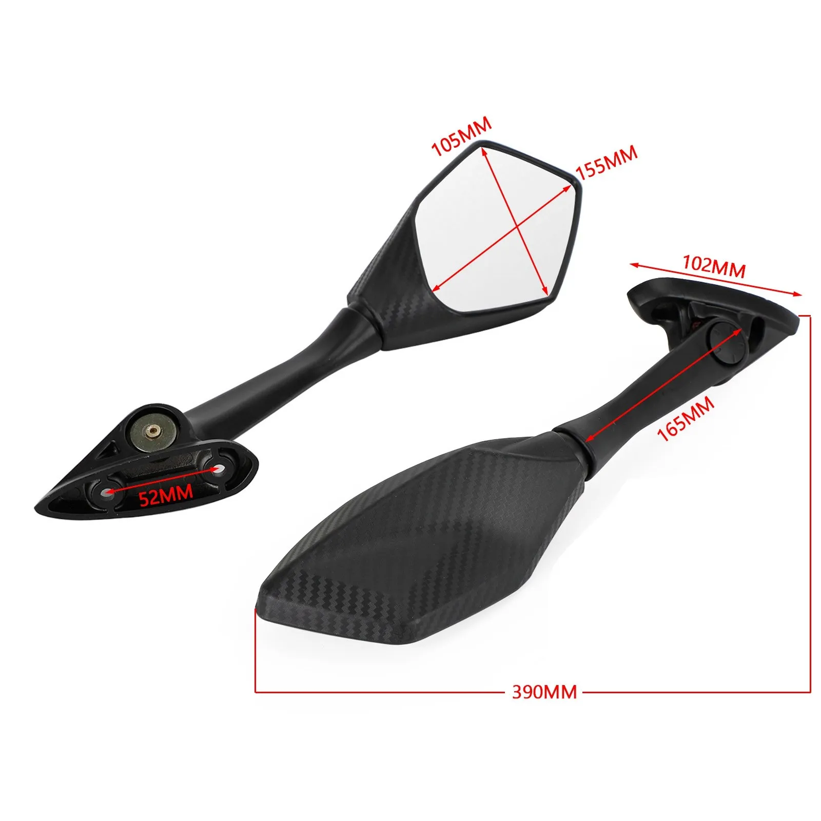 Artudatech Rearview Mirror Long Stem LH & RH For Yamaha YZF R3 R25 YZF-R3 ABS 2015-2021 2016 2017 2018 2019 2020