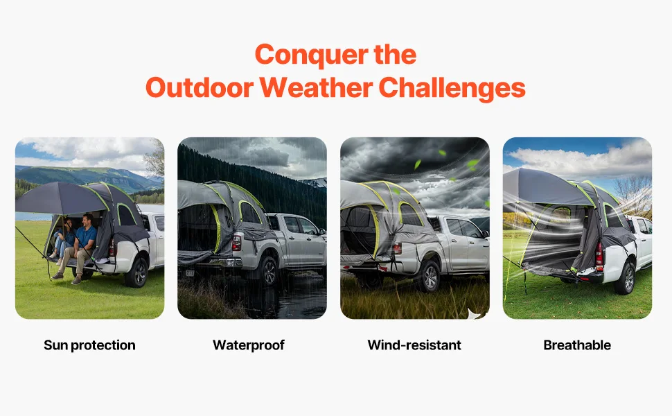 SucceBuy Pickup Truck Tent for Camping Waterproof PU2000 2-3 Person Truck Bed Tent Truck Bed Camper Shell with Expandable Awning