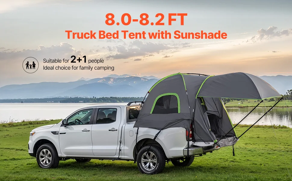 SucceBuy Pickup Truck Tent for Camping Waterproof PU2000 2-3 Person Truck Bed Tent Truck Bed Camper Shell with Expandable Awning