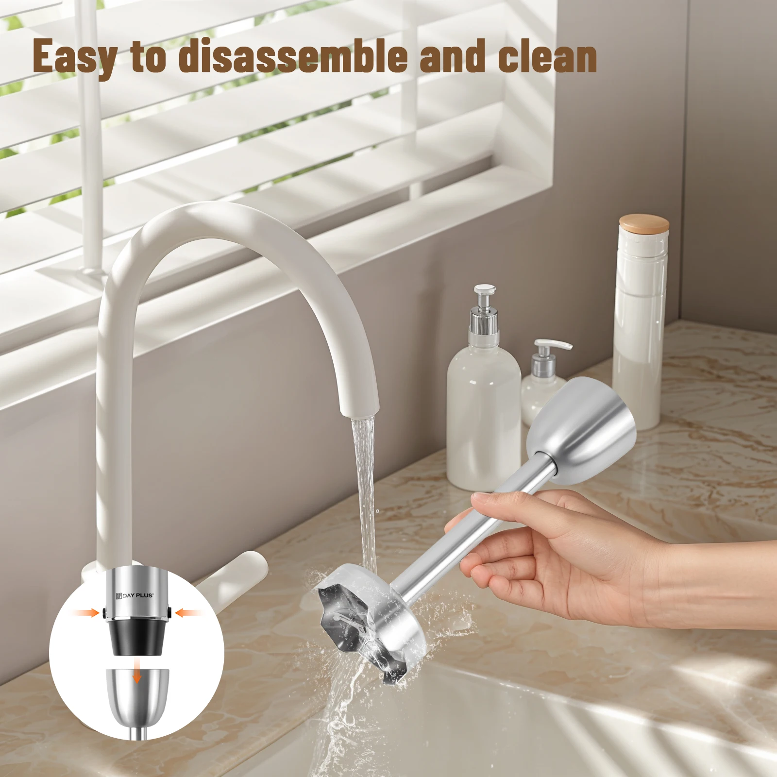 3 in 1 Electric Mixer with 2 speeds & turbo setting, Easy release button,for Fruit & Veg Chopper & attachment
