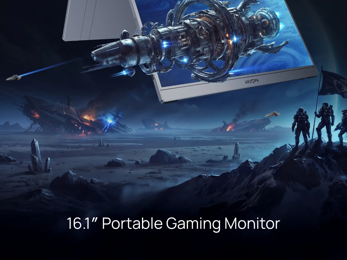 ARZOPA 16.1 inch 144Hz 1920*1080 Portable Monitor 106% SRGB IPS Gaming Mini Monitor for Office/Laptop/Mac/Switch/PS4 Z1FC Grey