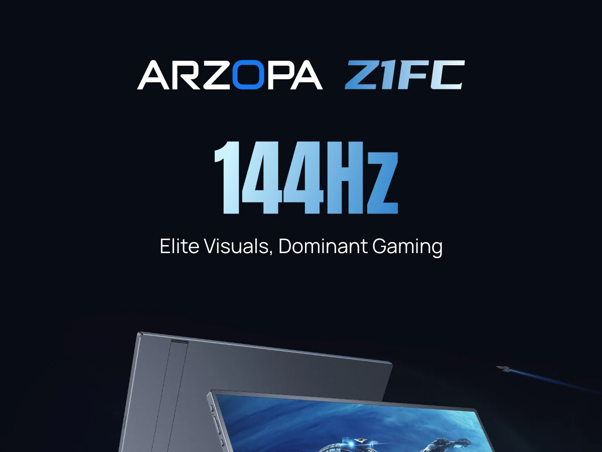 ARZOPA 16.1 inch 144Hz 1920*1080 Portable Monitor 106% SRGB IPS Gaming Mini Monitor for Office/Laptop/Mac/Switch/PS4 Z1FC Grey