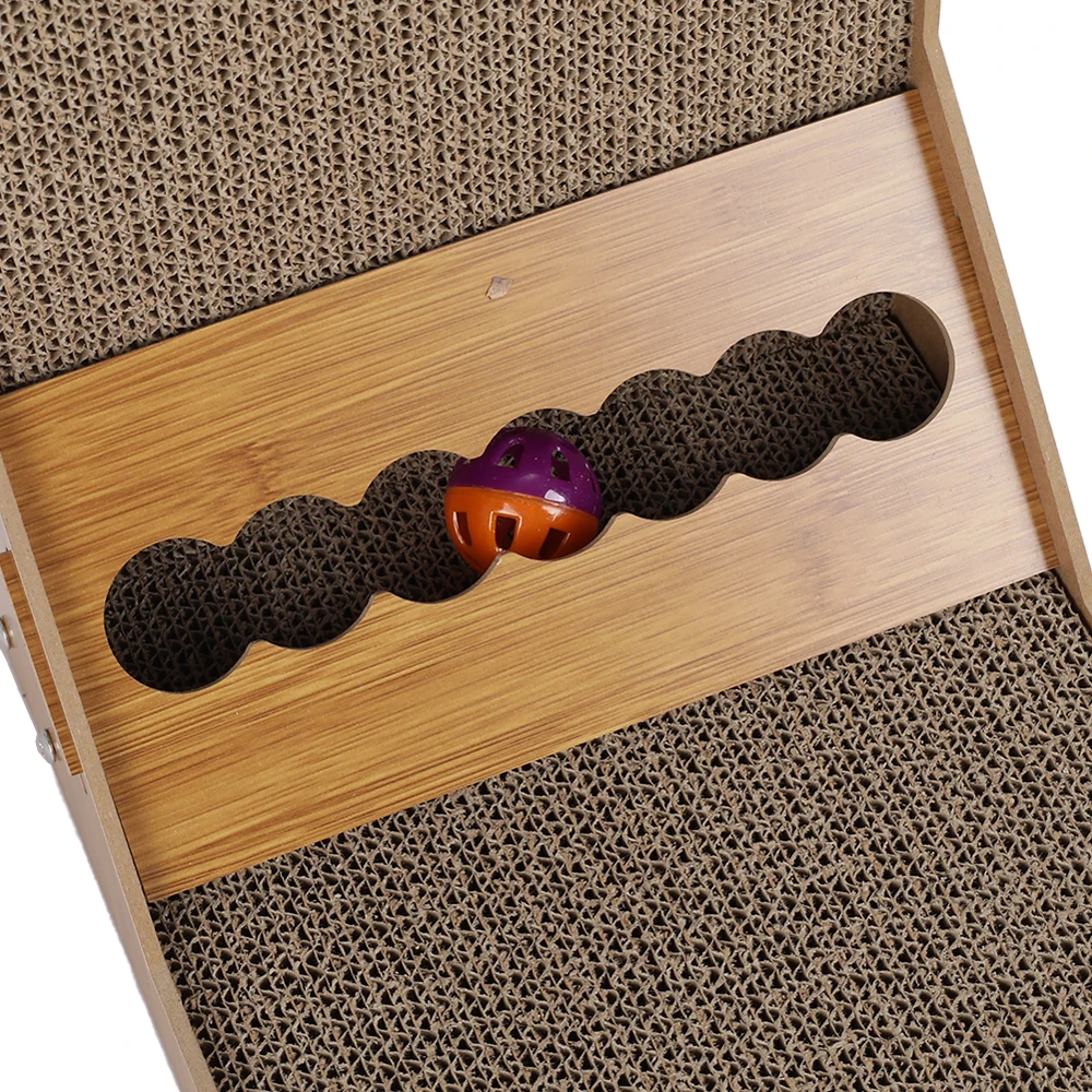 【Breeins】Corrugated L-shaped Cat Scratcher with Toys