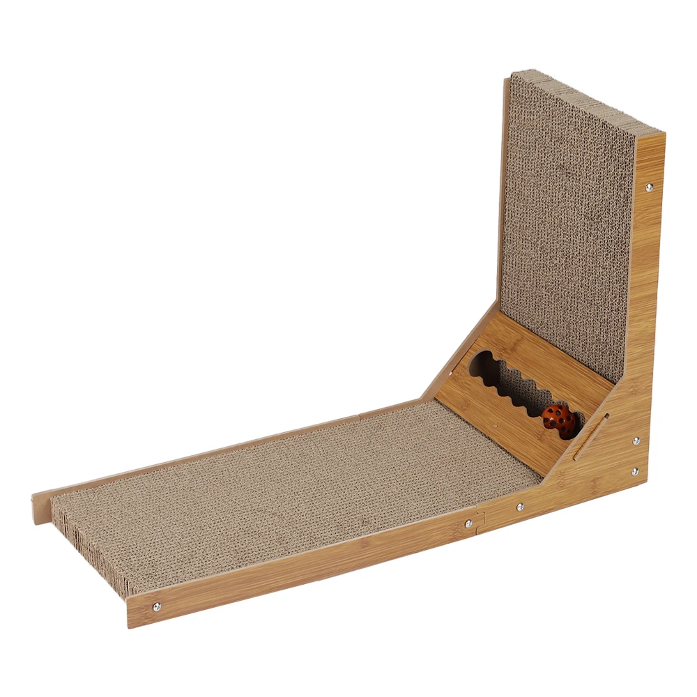 【Breeins】Corrugated L-shaped Cat Scratcher with Toys