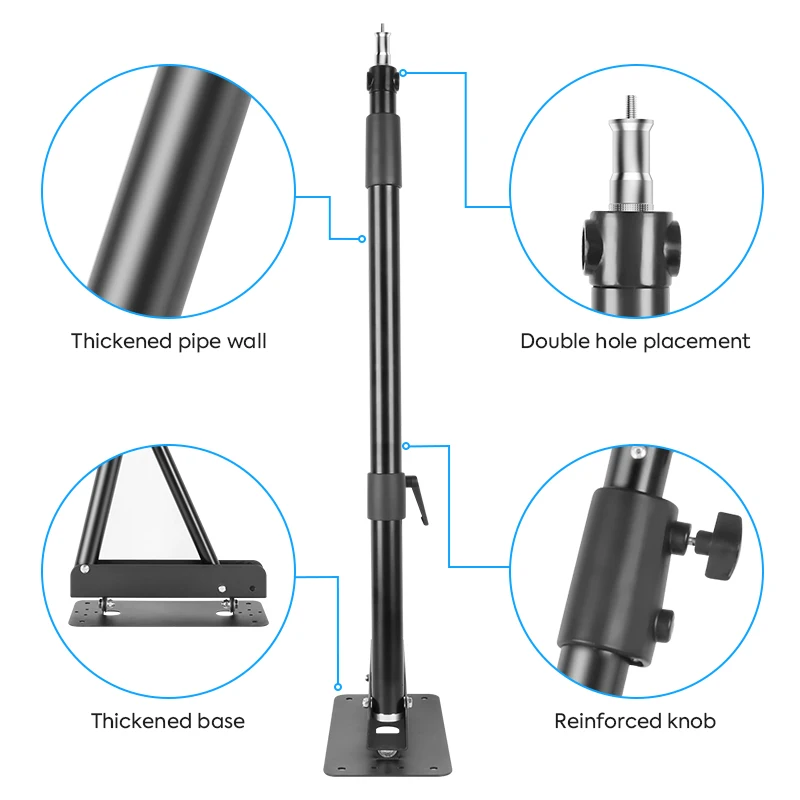 17in Led Studio Light With Wall Mount Boom Arm Kit, 1-100% Brightness & Color Temperature Adjustable, 180° Rotatable, For Makeup