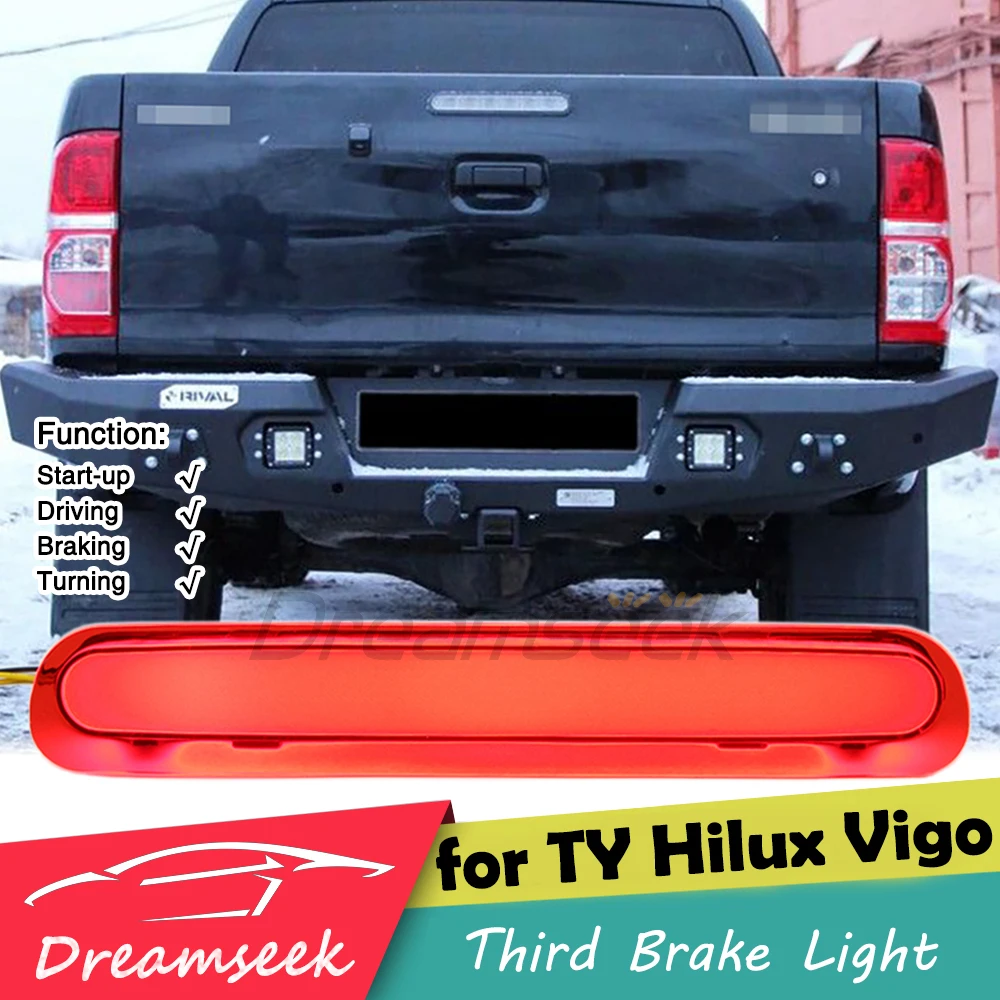 For Toyota Hilux Vigo 2005-2014 LED Car Rear High Level Tailgate Brake Light Sequential Stop Lamp Bar With Turn Signal Red Lens