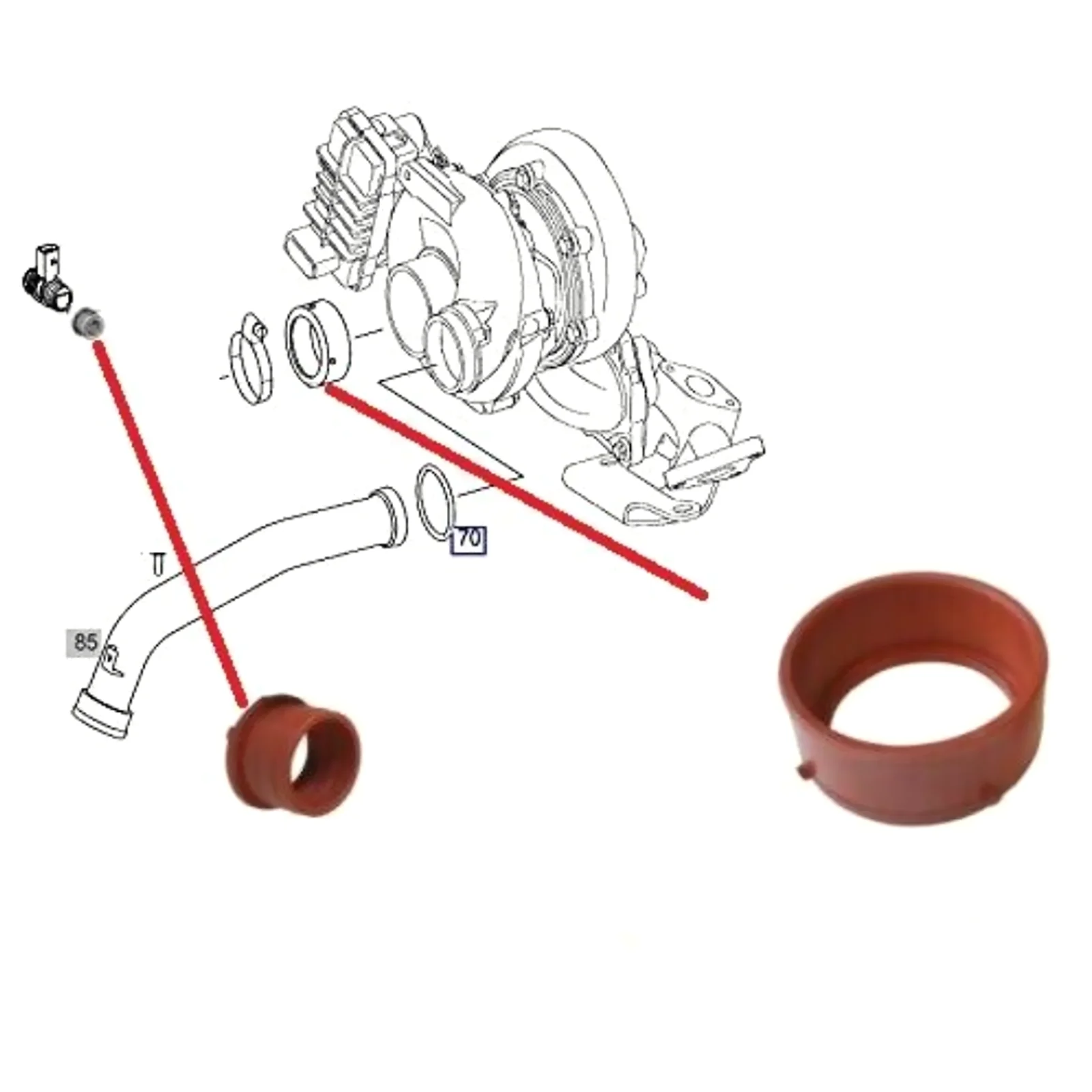 Car Turbo Inlet Seal & Engine Breather Seal Kit 6420940480 For Mercedes E320 E350 GL350 ML350 R350 For Jeep For Dodge 6420940580