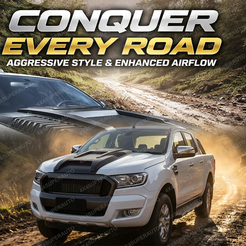 Bonnet Scoop Hood Cover For Ford Ranger T7 T8 2015-2022 WILDTRAK XL XLT MATTE BLACK Bonnet Protector Car Accessories