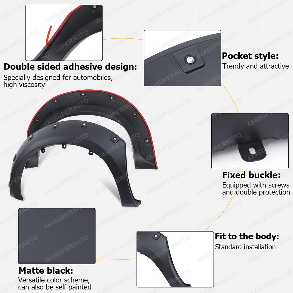 Pocket Style Fender Flares For Toyota Hilux Vigo SR SR5 2005-2014 30mm Widen Wheel Arch Extensions Offroad Car Accessories