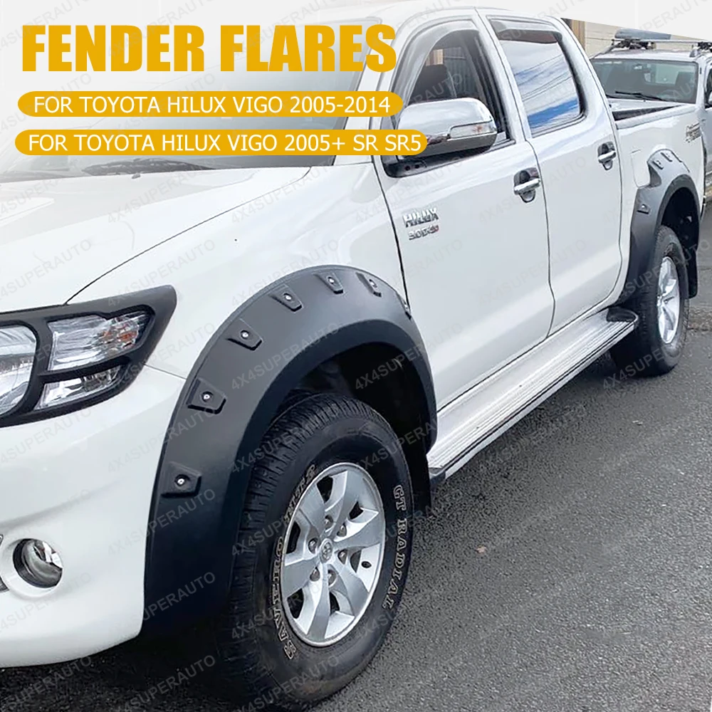 Pocket Style Fender Flares For Toyota Hilux Vigo SR SR5 2005-2014 30mm Widen Wheel Arch Extensions Offroad Car Accessories