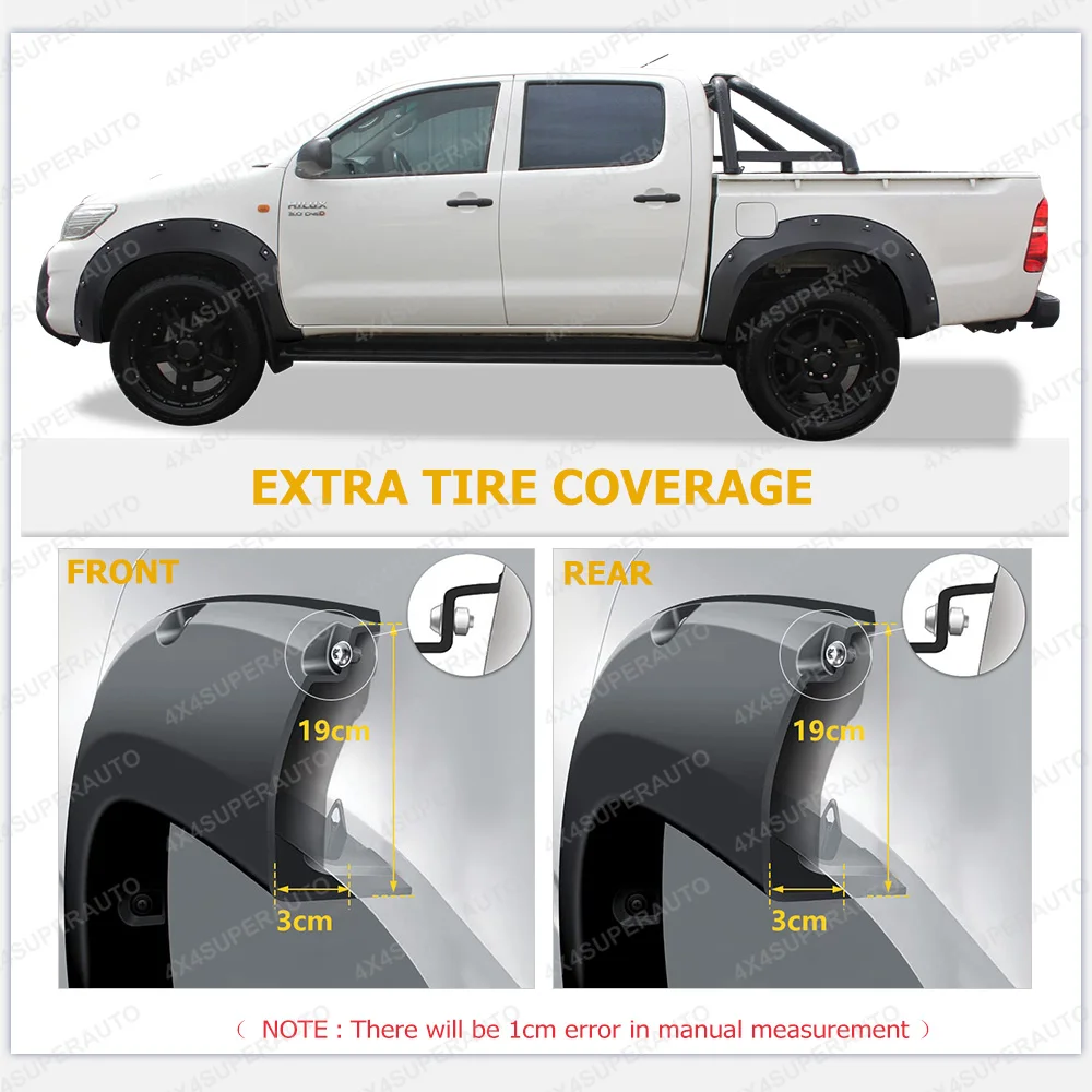 Pocket Style Fender Flares For Toyota Hilux Vigo SR SR5 2005-2014 30mm Widen Wheel Arch Extensions Offroad Car Accessories