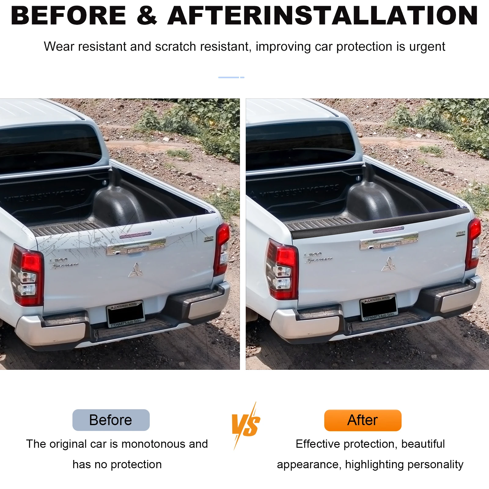 Tailgate Cover Trim Rear Gate Protector For Mitsubishi Triton L200 2019 2020 2021 2022 2023 Series 6 MR Auto Part Car Styling