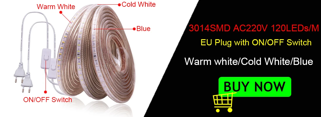 120LEDs/m SMD 3014 LED Strip Light 220V Outdoor Waterproof Lamp White Warm White Blue LED Tape Ribbon for Home Decor Lighting