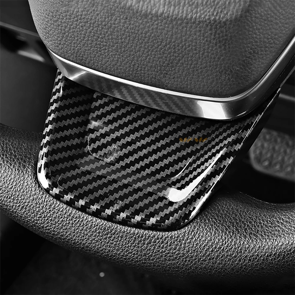 Car Interior Carbon Fiber Look For Toyota Highlander XU70 2020 2021 2022 2023 Steering Wheel Cover Trim Protective Sticker