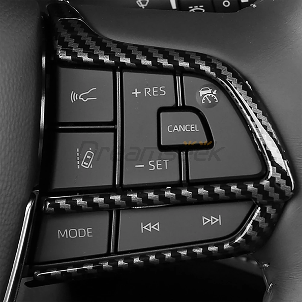 Car Interior Carbon Fiber Look For Toyota Highlander XU70 2020 2021 2022 2023 Steering Wheel Cover Trim Protective Sticker