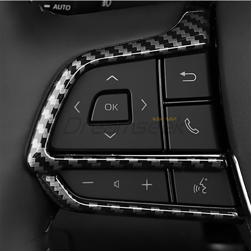 Car Interior Carbon Fiber Look For Toyota Highlander XU70 2020 2021 2022 2023 Steering Wheel Cover Trim Protective Sticker