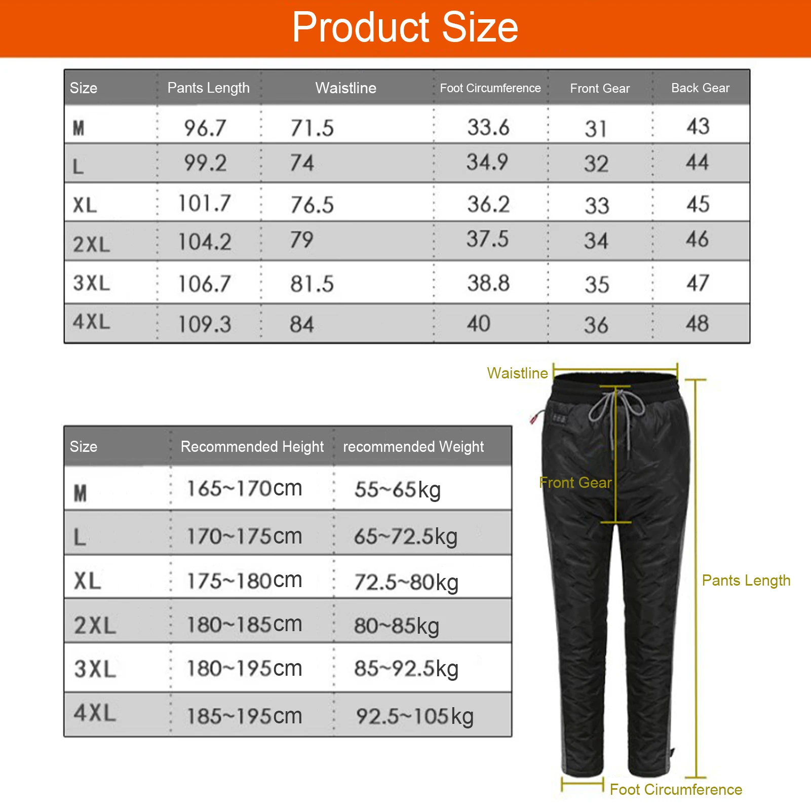Winter Heated Pants 8 Zone Temperature Contro Electric Heating Trousers Cycling 3 Temperature Control Thermal Pant For Camping