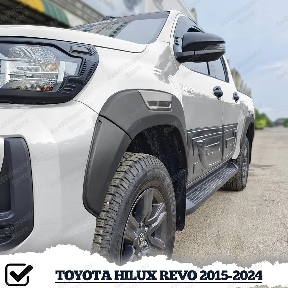 For Toyota Hilux N80 Fender Flares 2015-2024 Revo Rocco Rogue Wheel Arch Extensions OEM Style 12mm Wide ABS Matte Black