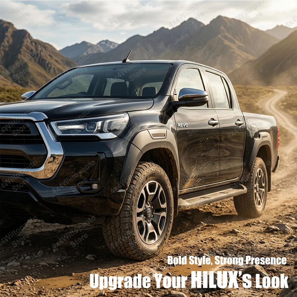 For Toyota Hilux N80 Fender Flares 2015-2024 Revo Rocco Rogue Wheel Arch Extensions OEM Style 12mm Wide ABS Matte Black