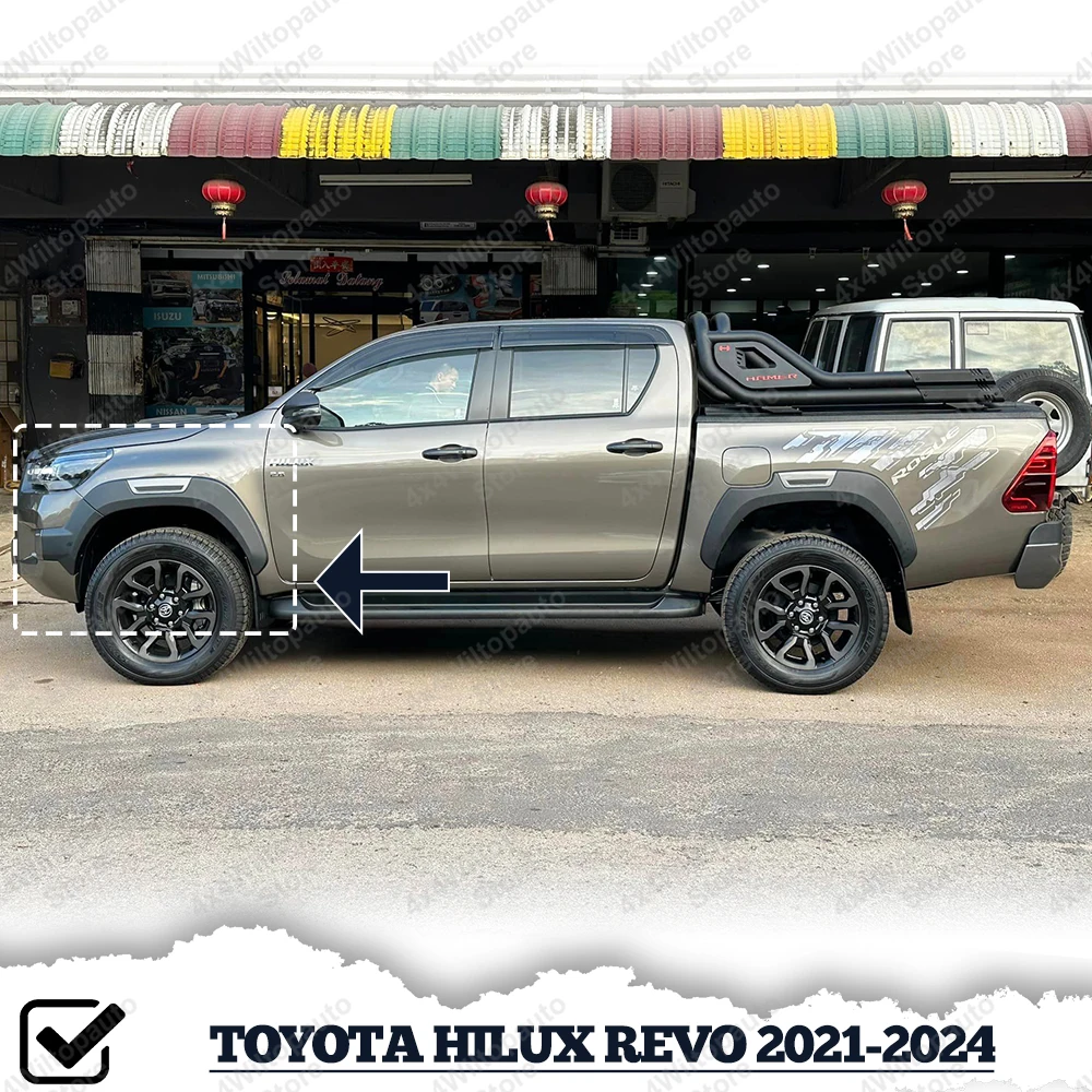 For Toyota Hilux N80 Fender Flares 2015-2024 Revo Rocco Rogue Wheel Arch Extensions OEM Style 12mm Wide ABS Matte Black