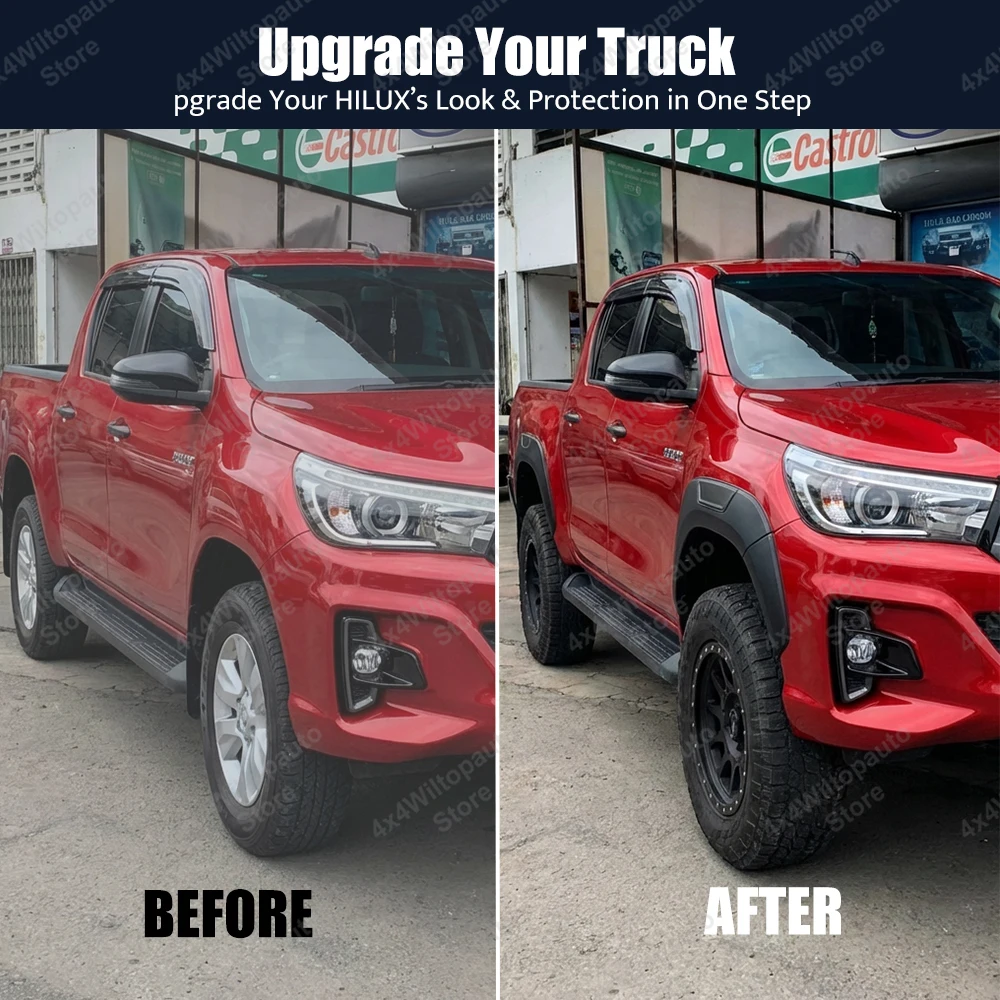 For Toyota Hilux N80 Fender Flares 2015-2024 Revo Rocco Rogue Wheel Arch Extensions OEM Style 12mm Wide ABS Matte Black