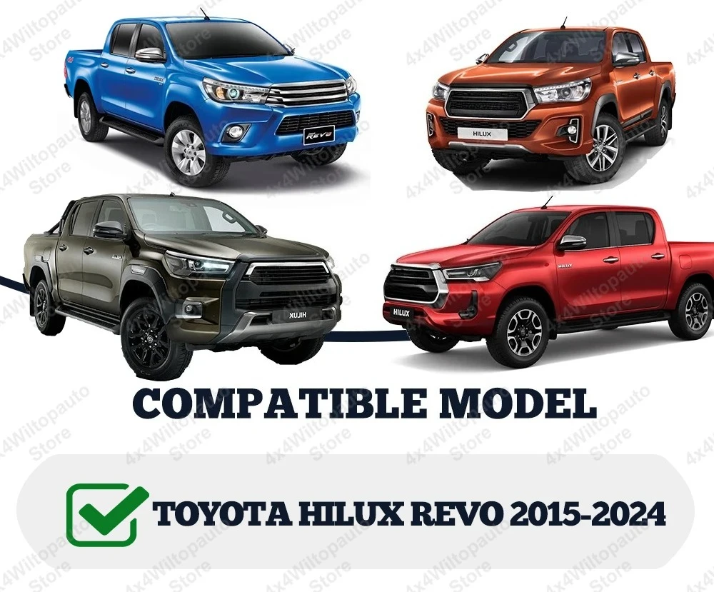 For Toyota Hilux N80 Fender Flares 2015-2024 Revo Rocco Rogue Wheel Arch Extensions OEM Style 12mm Wide ABS Matte Black