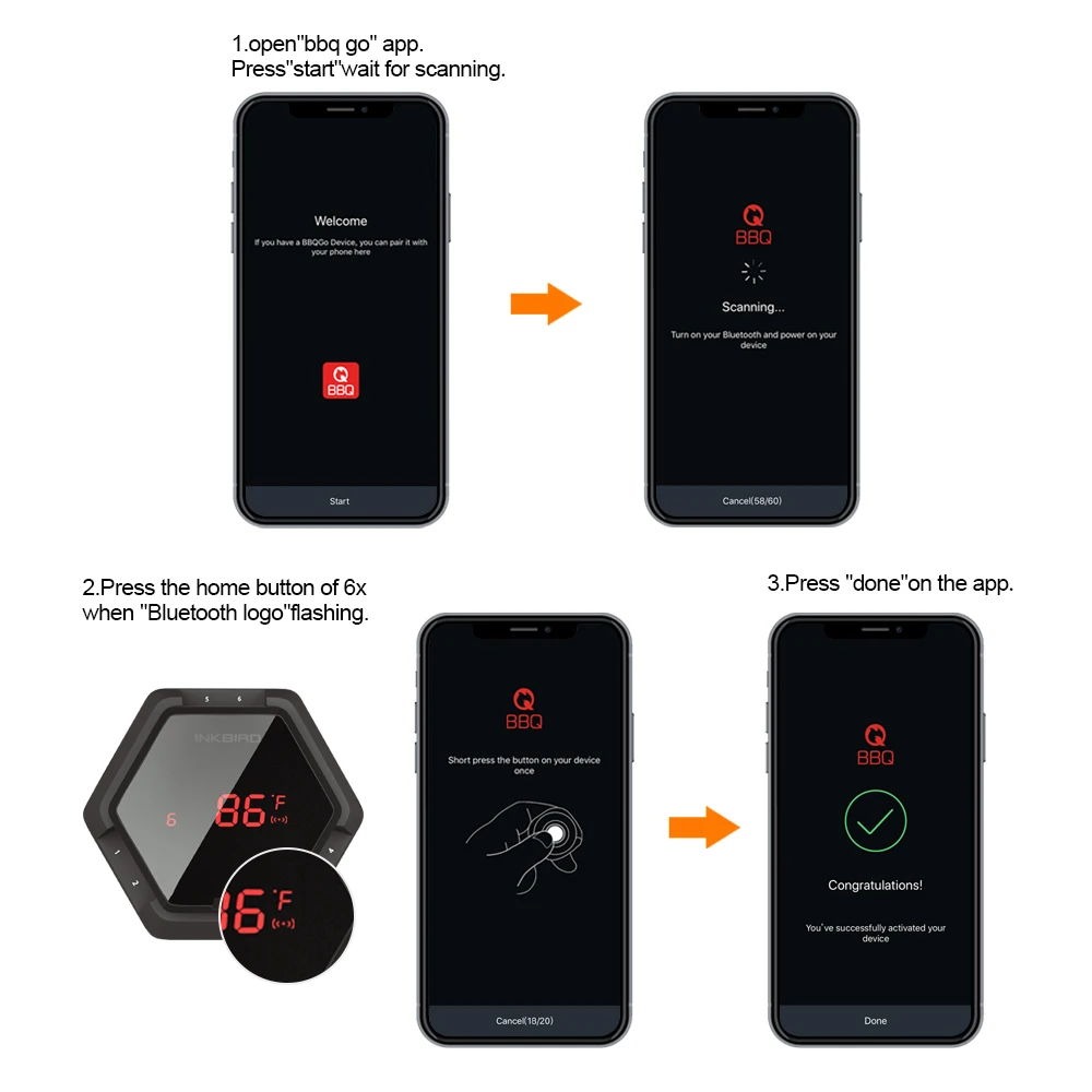 INKBIRD IBT 2X 4XS 6XS 3 Types Food Cooking Bluetooth Wireless BBQ Thermometer Probes Timer For Oven Meat Grill Free App Control