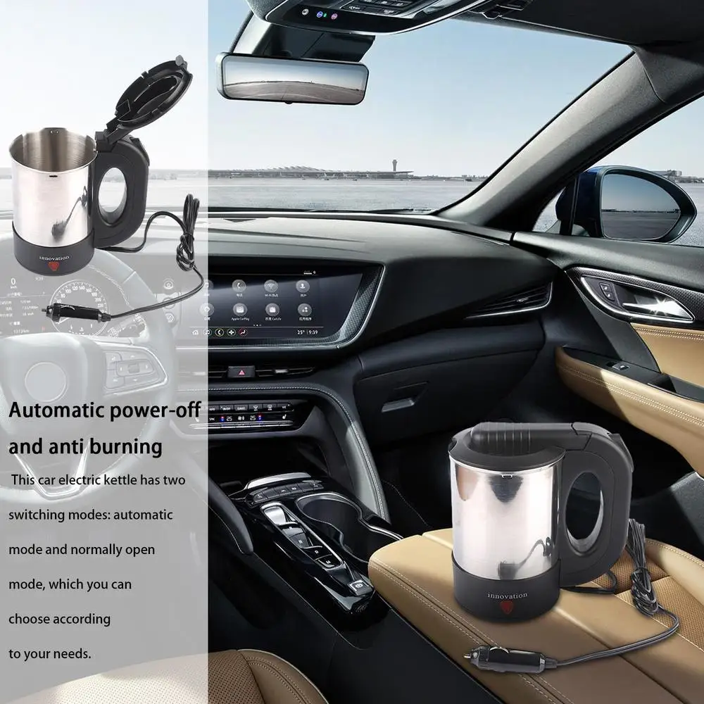 Car Kettle Truck Electric Water Heater Truck Stainless Steel Car Coffee Mug Heated Water Cup Pot Bottle 12V/24V For Travel
