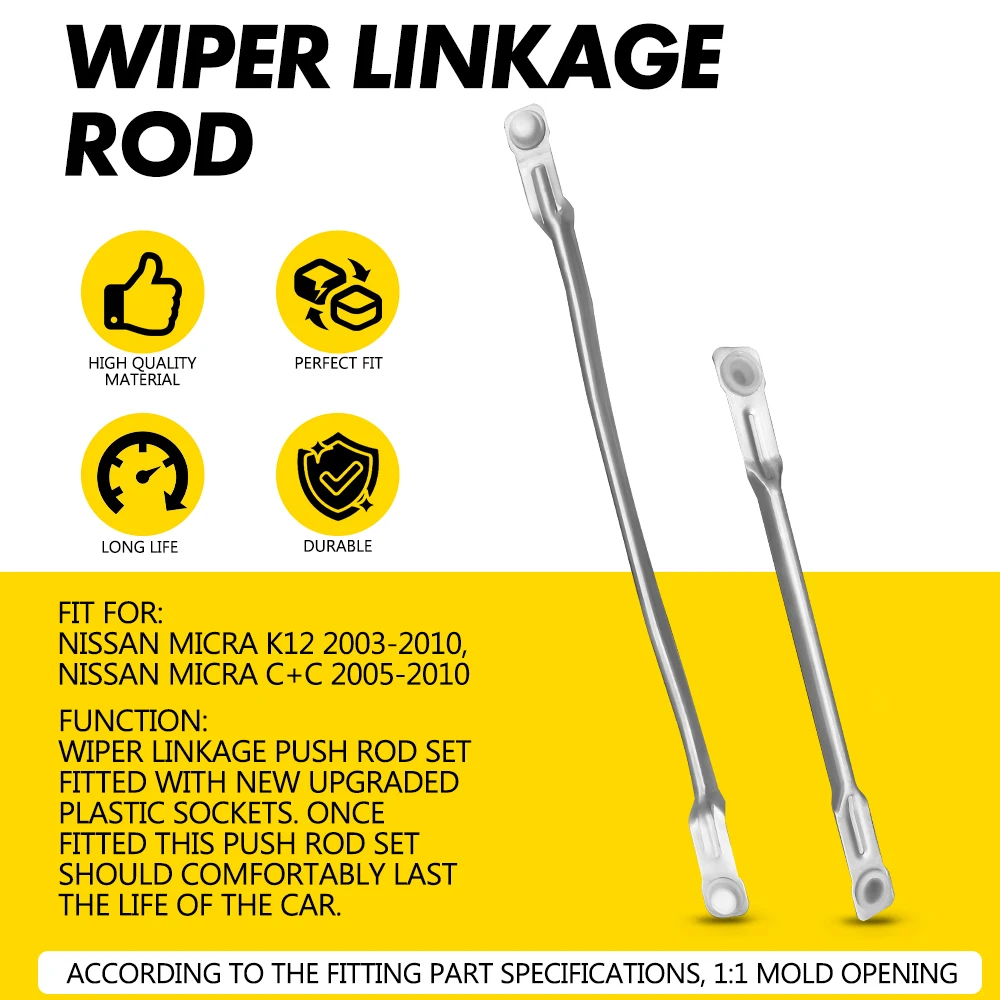 Windscreen Wiper Motor Linkage Repair Arms Rod Replacement Fits For Nissan Micra K12 C+C 2005 2006 2007 2008 2009 2010 Durable
