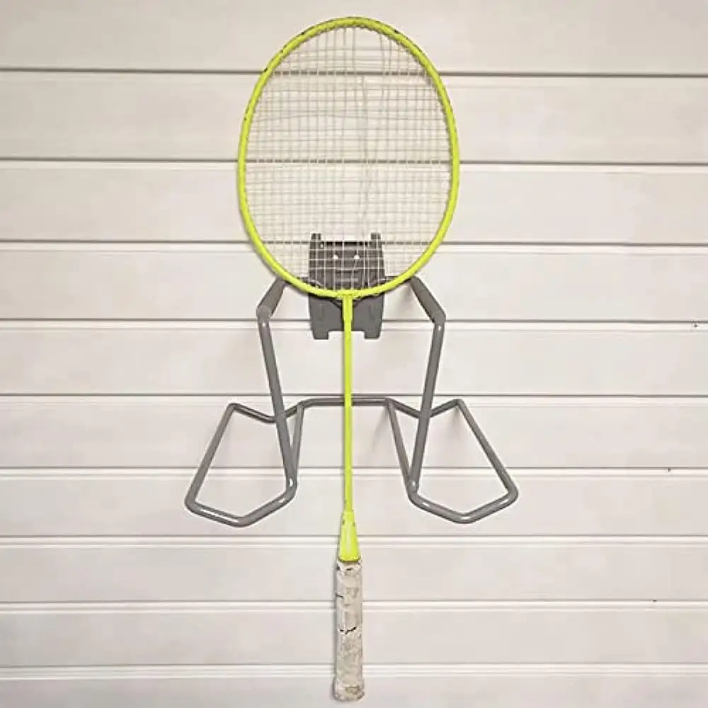 Tennis Racket Wall Mount Non-slip Metal Sports Equipment Organizer Holds 6 Balls and 4 Rackets Wall Mounted Garage Organizer for