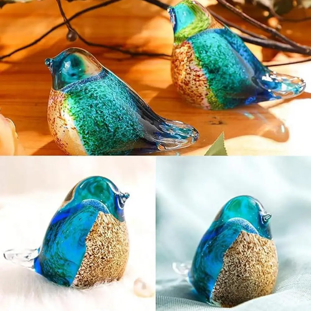 Glass Birds Figurines Handmade Art Bluebird Status Home Tabletop Centerpiece Decor Decorative Glass Blown Bird Figurines for