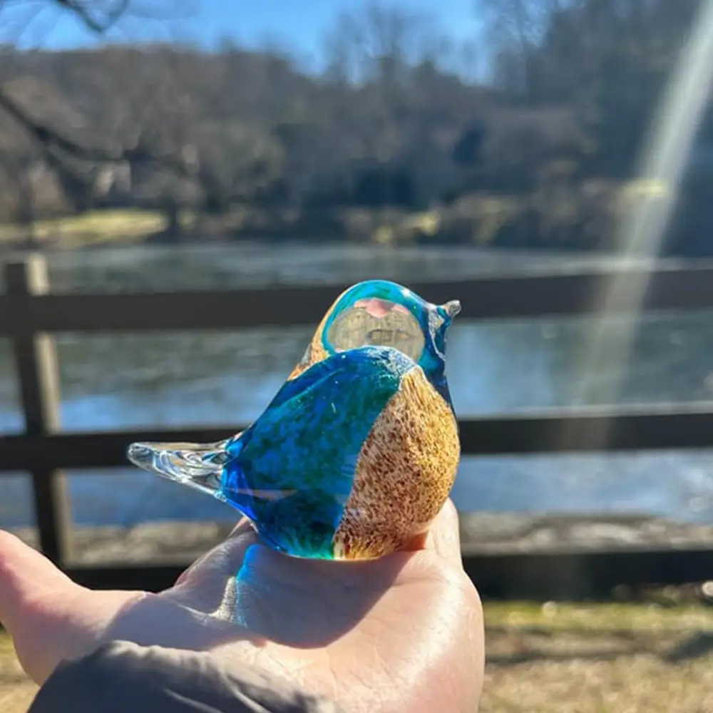 Glass Birds Figurines Handmade Art Bluebird Status Home Tabletop Centerpiece Decor Decorative Glass Blown Bird Figurines for