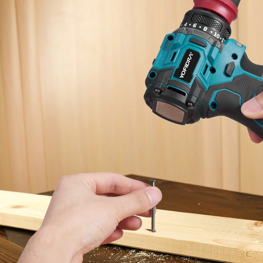 YOFIDRA 2 In1 Brushless Electric Screwdriver Hammer Cordless Drill Impact Multifunctional Power Tool For Makita Battery Pin