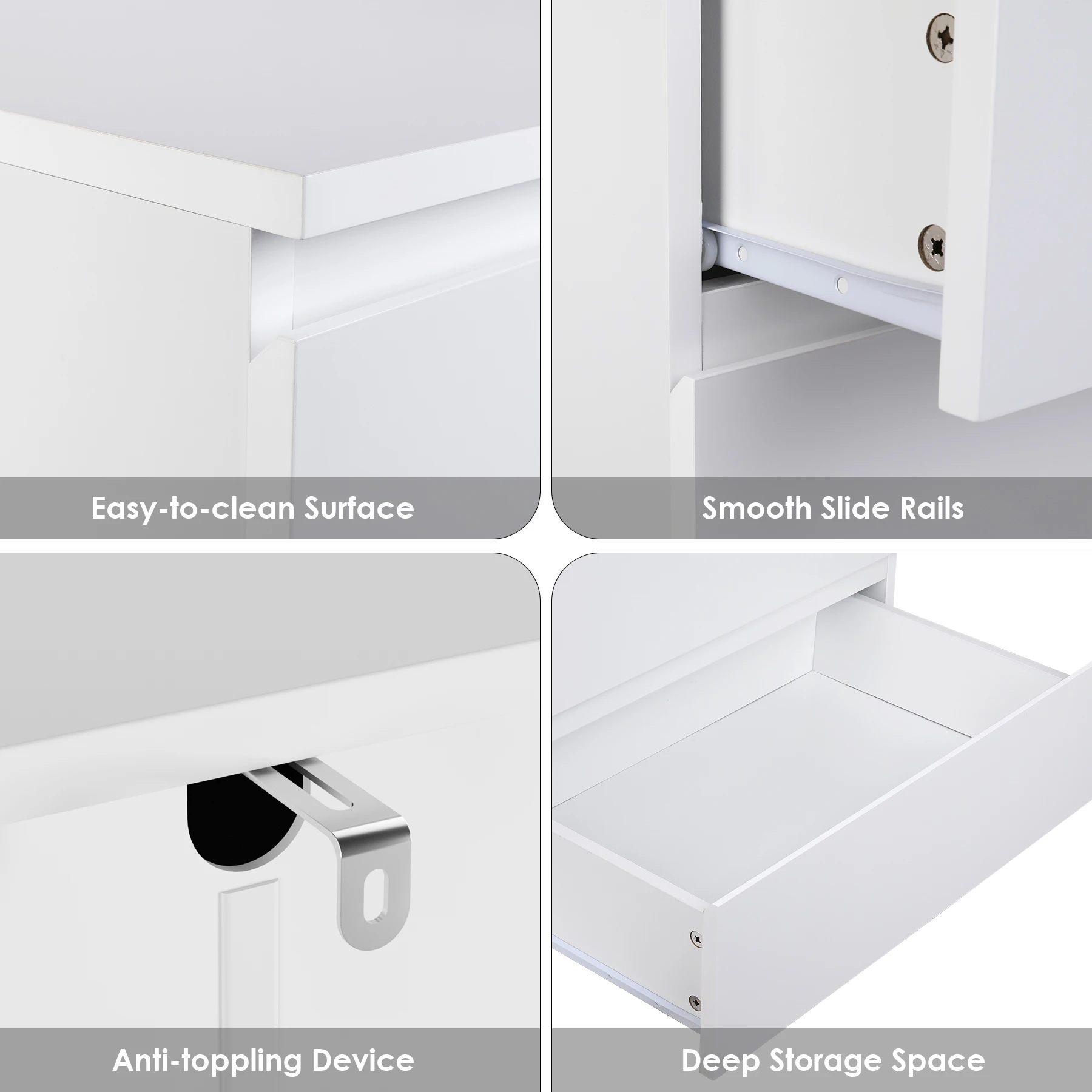 Getone Chest of Drawers Bedroom, Tall Chest of Drawers with 6 Drawers, Bedroom Furniture Storage Cupboard Cabinet  Bedroom Dresser, for Living Room Hallway  60x40x119cm, White/Black