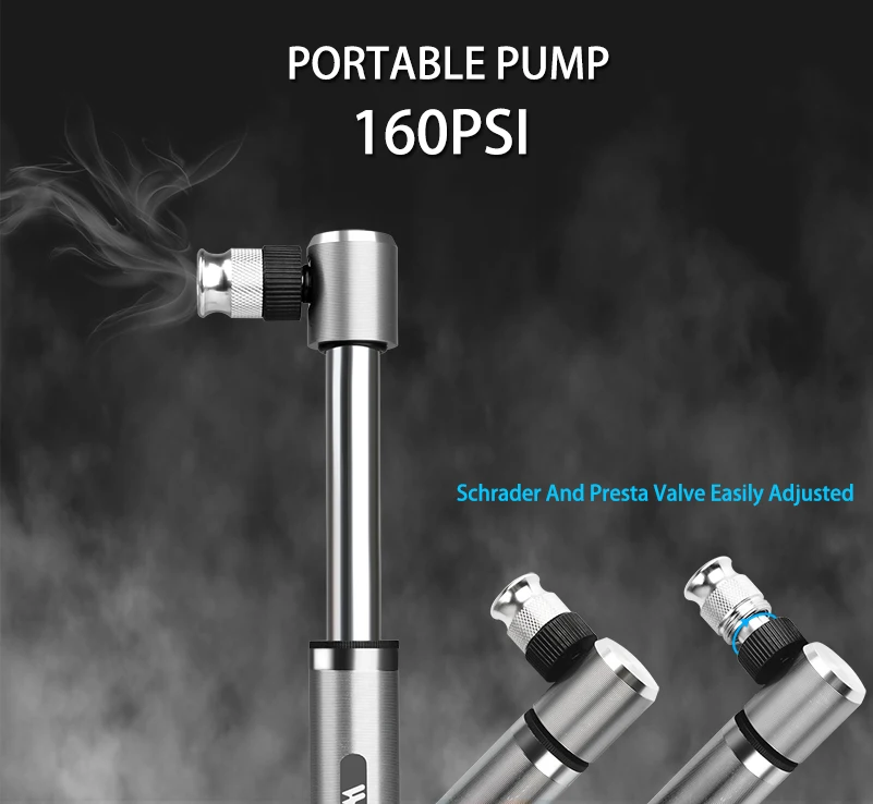 WEST BIKING Portable Mini Aluminium Alloy Bicycle Air Pump 160 PSI Tire Inflator Ultra Light MTB Accessories Road Bike Pump