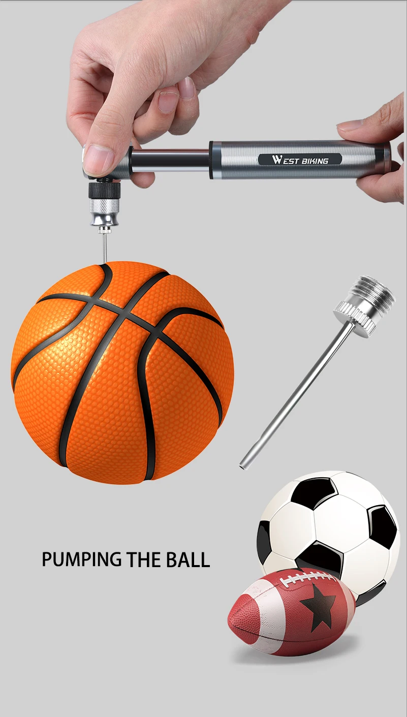 WEST BIKING Portable Mini Aluminium Alloy Bicycle Air Pump 160 PSI Tire Inflator Ultra Light MTB Accessories Road Bike Pump