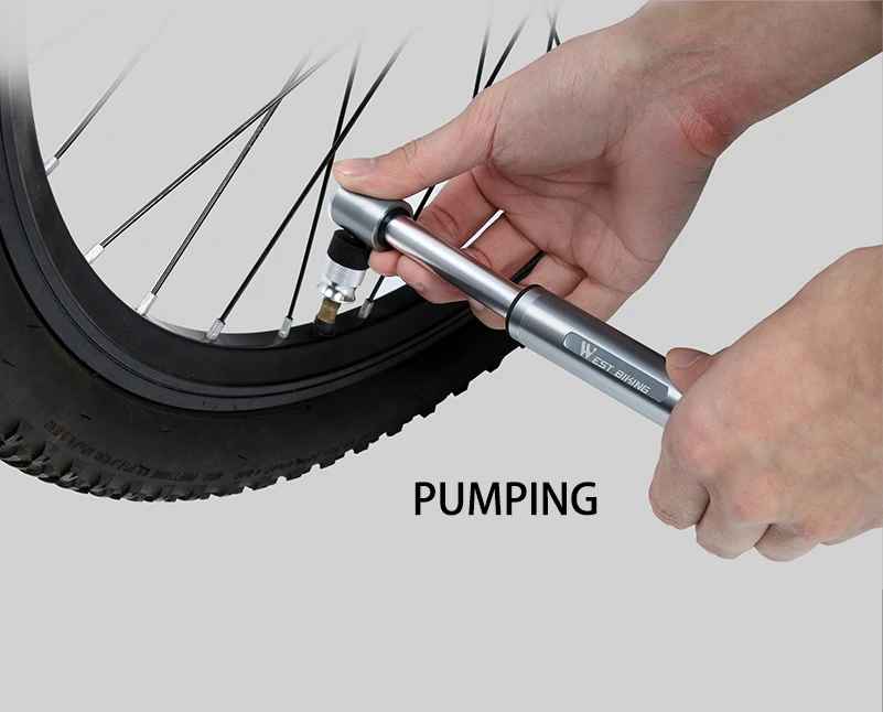 WEST BIKING Portable Mini Aluminium Alloy Bicycle Air Pump 160 PSI Tire Inflator Ultra Light MTB Accessories Road Bike Pump