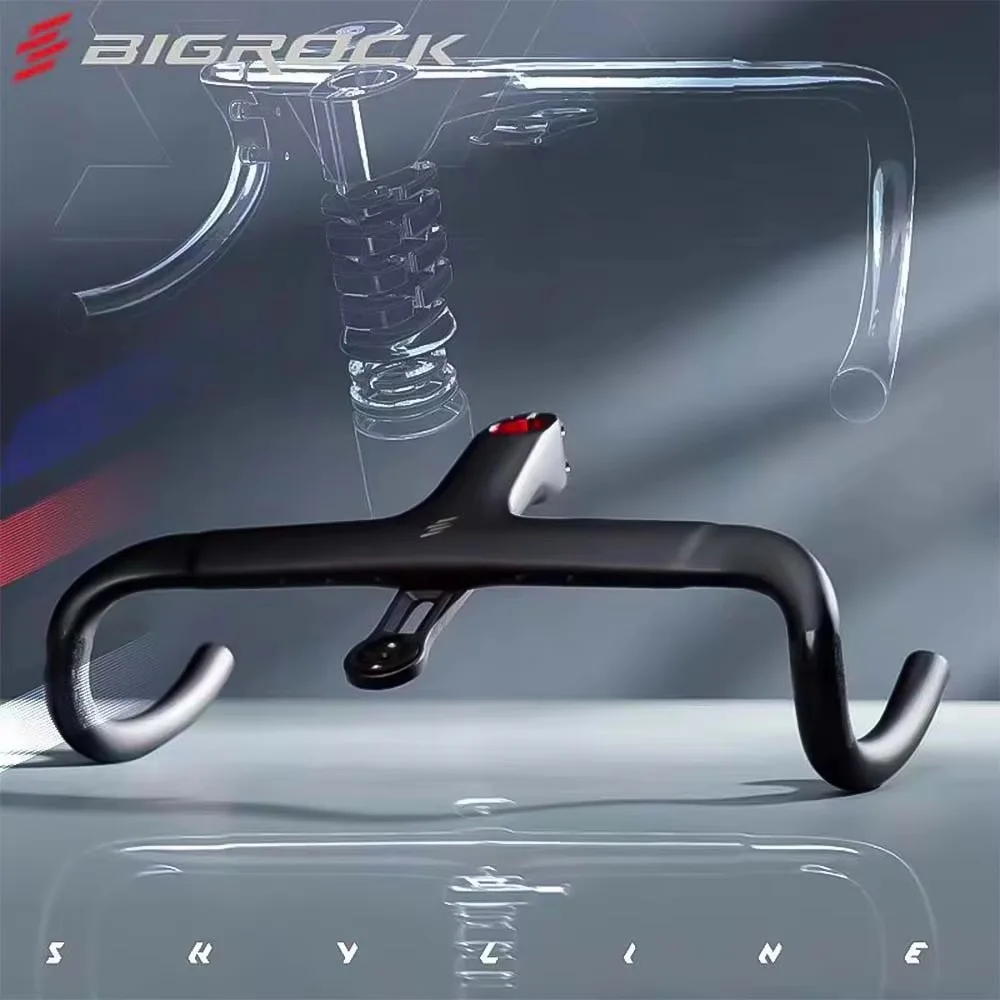 Bigrock Skyline V2 Carbon Fiber Road Handlebar, Gravel Handlebar, Full Internal Routing Handlebar 380/400 for Bicycle Part Od1 28.6mm and Od2 31.8mm