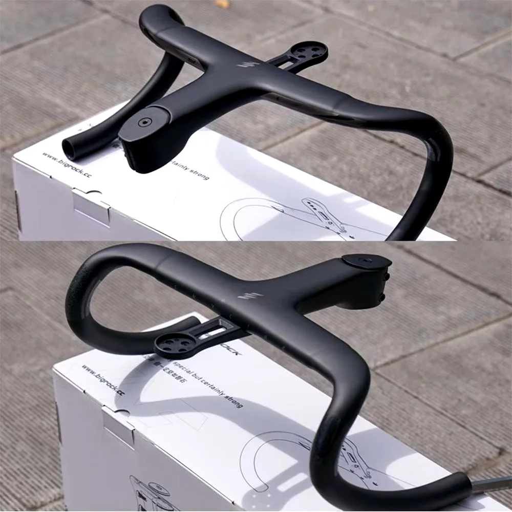 Bigrock Skyline V2 Carbon Fiber Road Handlebar, Gravel Handlebar, Full Internal Routing Handlebar 380/400 for Bicycle Part Od1 28.6mm and Od2 31.8mm