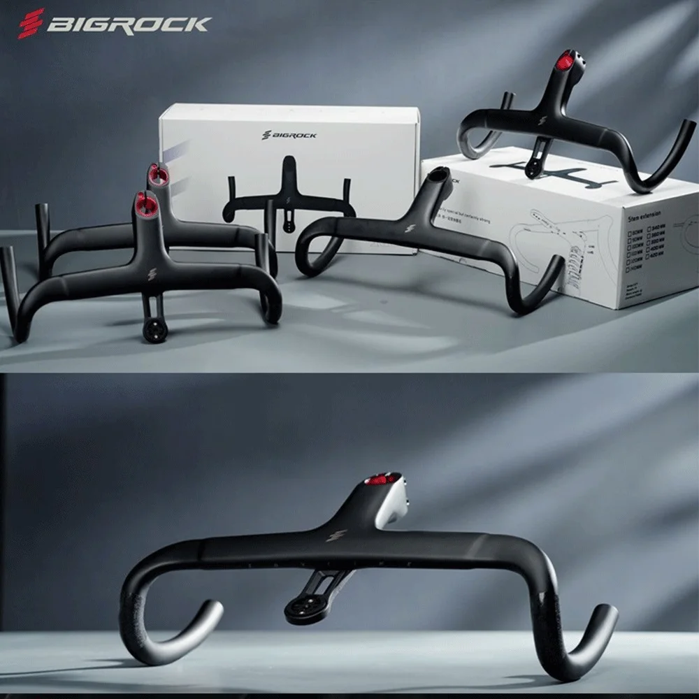 Bigrock Skyline V2 Carbon Fiber Road Handlebar, Gravel Handlebar, Full Internal Routing Handlebar 380/400 for Bicycle Part Od1 28.6mm and Od2 31.8mm