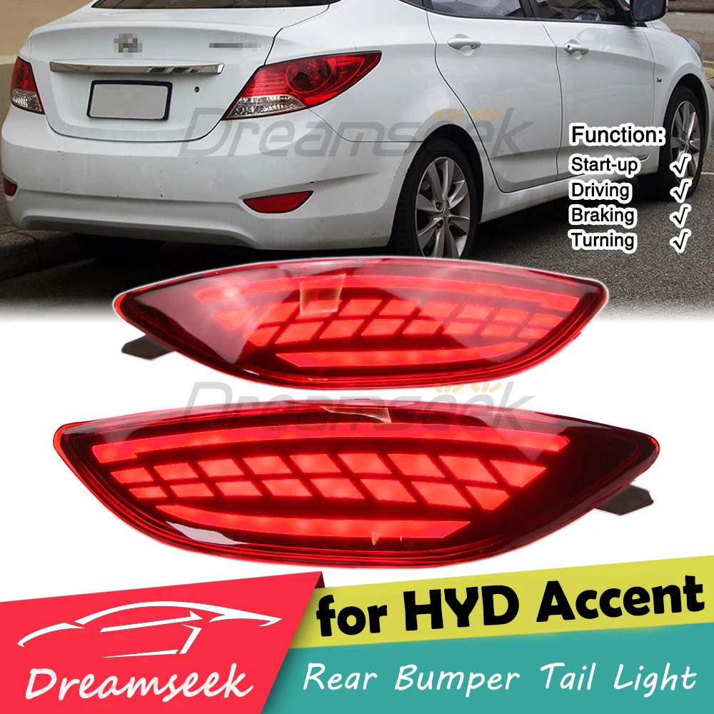 LED Rear Bumper Tail Light for Hyundai Solaris Verna Accent Sedan 2012 2013 2014 2015 2016 2017 Brake Lamp W Dynamic Turn Signal