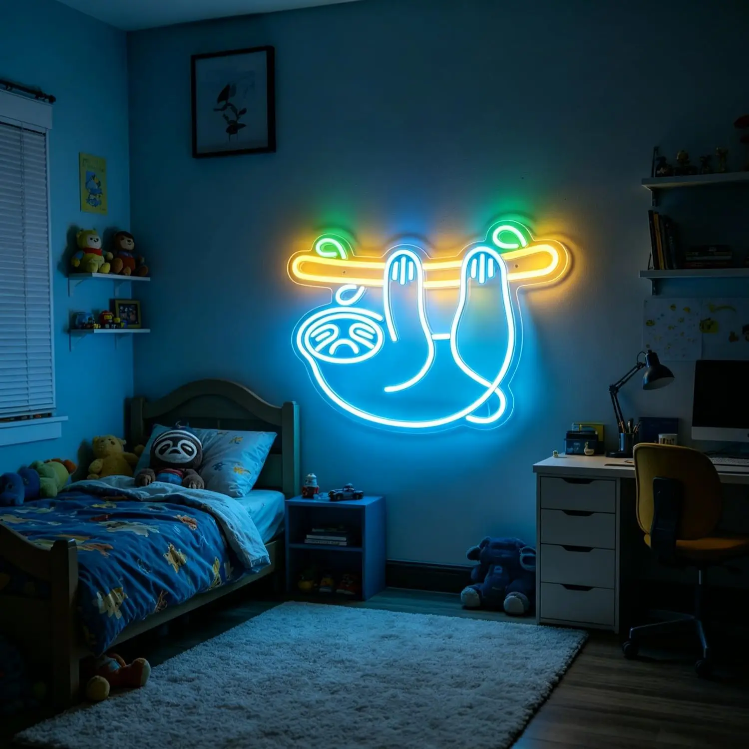 Sloth Neon Sign Dimmable Led Animal Sign for Wall Decor USB Powered Bright Neon Animal Signs for Home, Garden, Bars, Restaurants, Hotels, Stores, Clubs 15.35”x10.43”