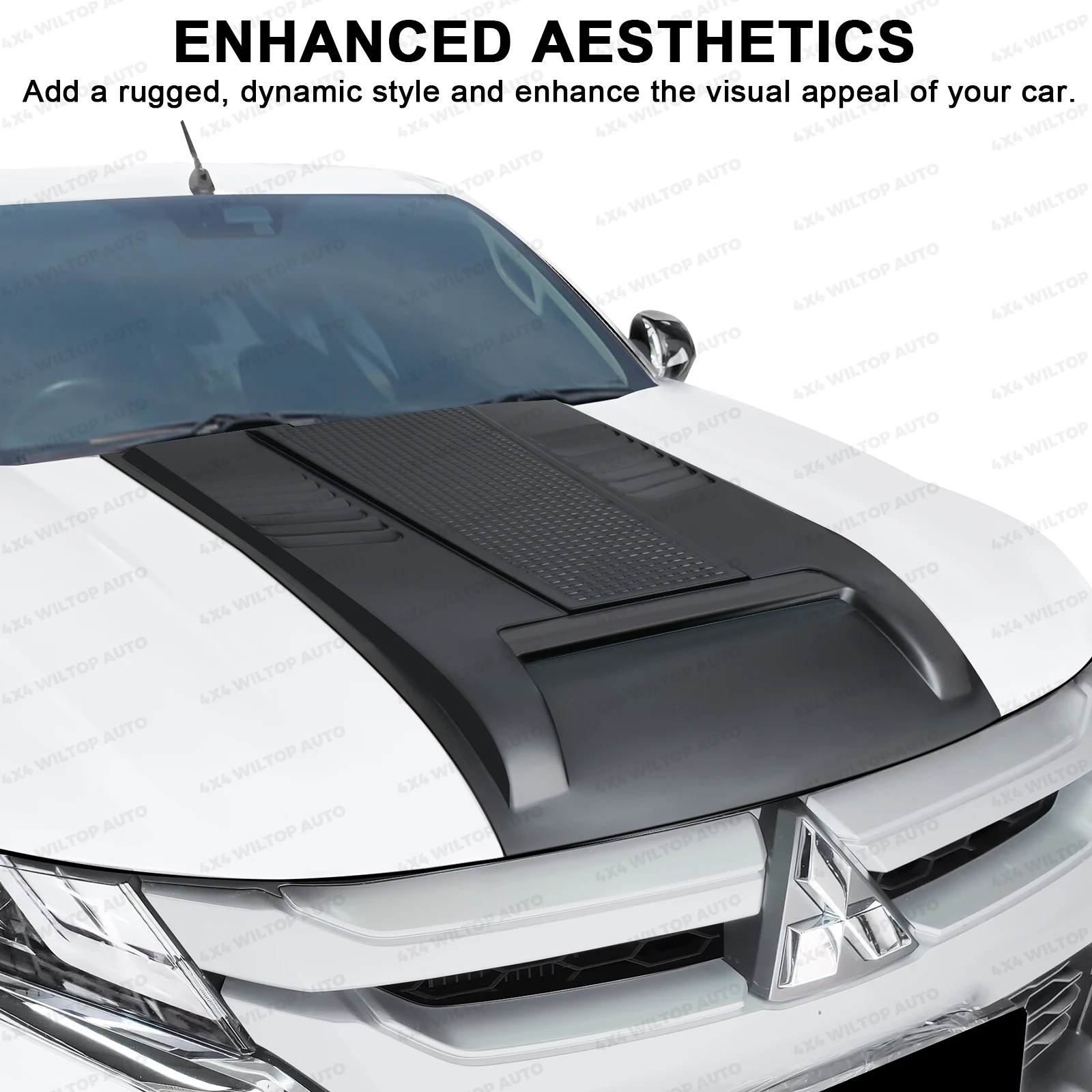 Bonnet Hood Scoop Cover For Mitsubishi L200 Triton MR 2019-2023 Matte Black PickUp Truck Car Accessories Front Engine Hood Trims