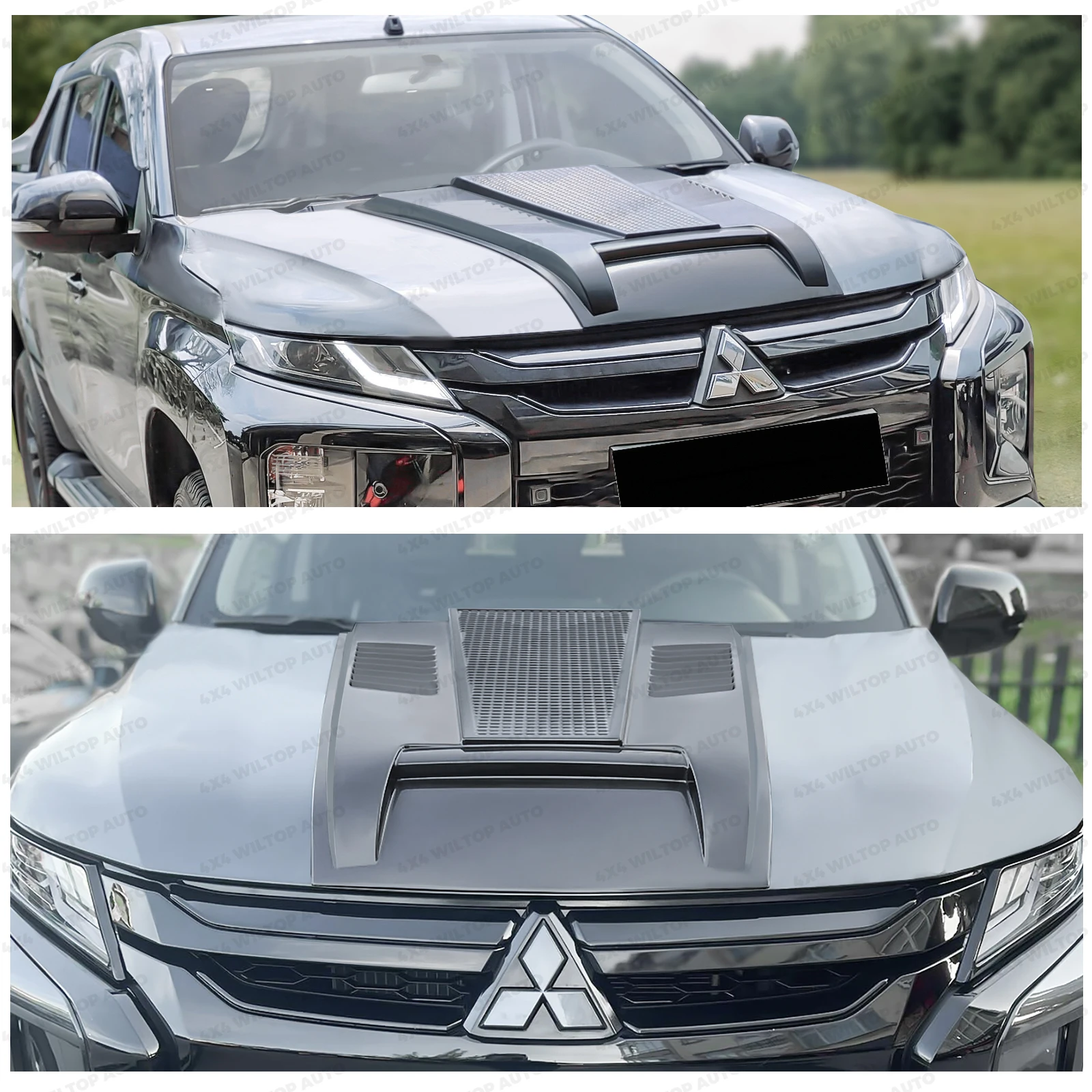 Bonnet Hood Scoop Cover For Mitsubishi L200 Triton MR 2019-2023 Matte Black PickUp Truck Car Accessories Front Engine Hood Trims