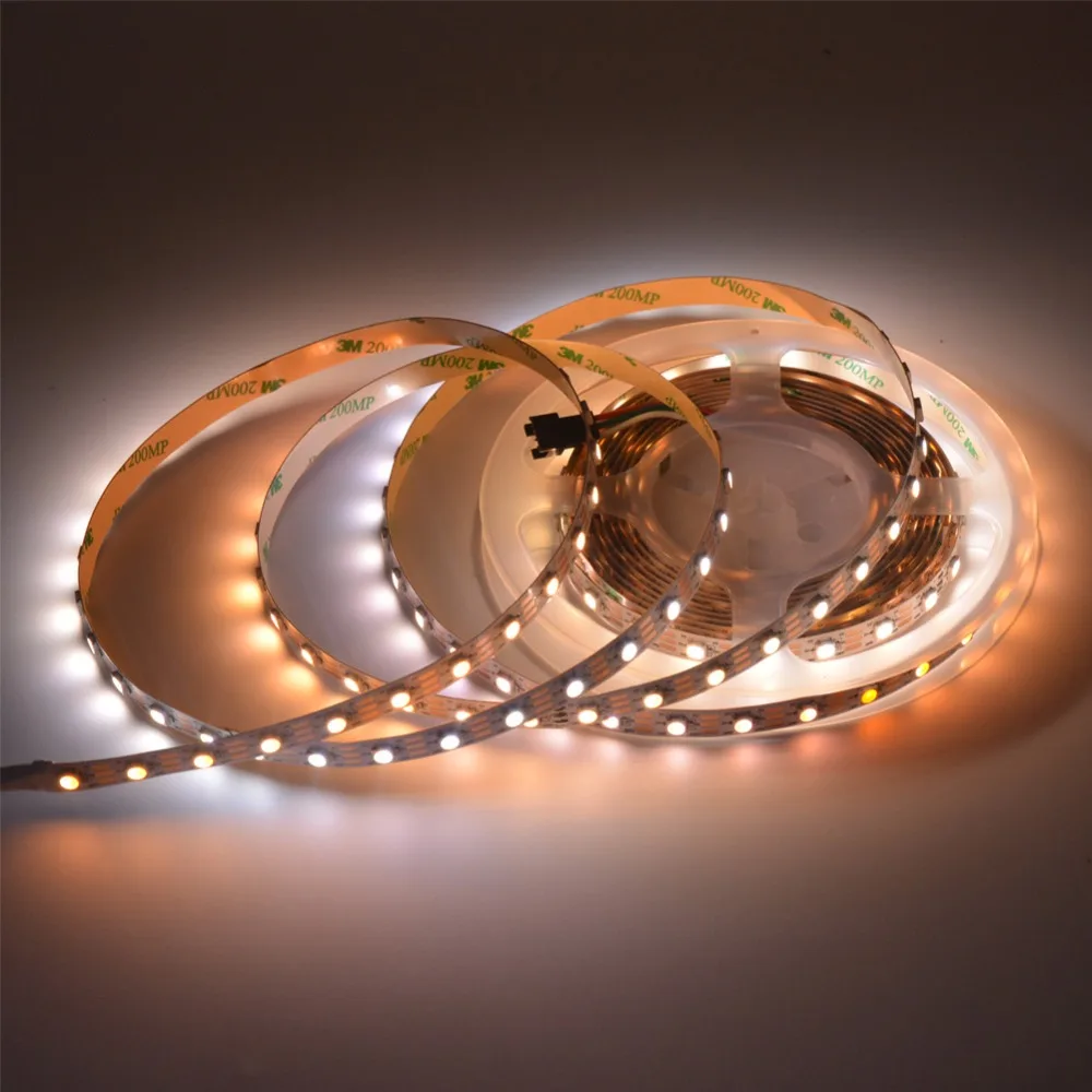 SK6812 WWA (warm white+cool white+amber color)LED Pixel Strip,30/60/144 leds/pixles/m;IP30/IP65/IP67 DC5V 5m