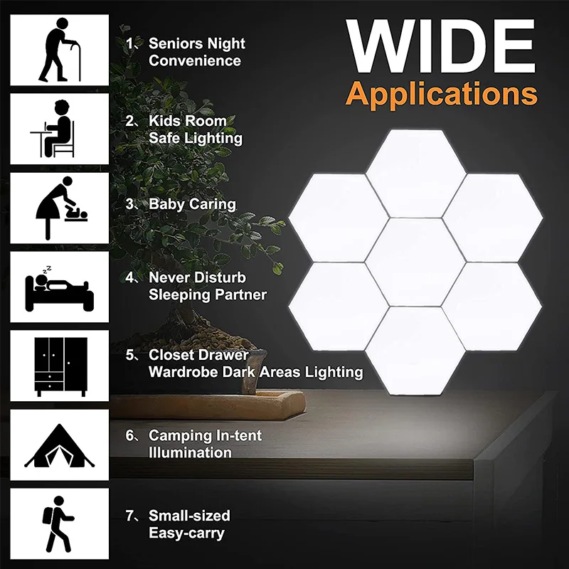 Quantum Lamp LED Panel Light Magnetic Hexagons Modular Touch Sensitive Sensor Creative LED Wall Panel Lights for DIY Decoration