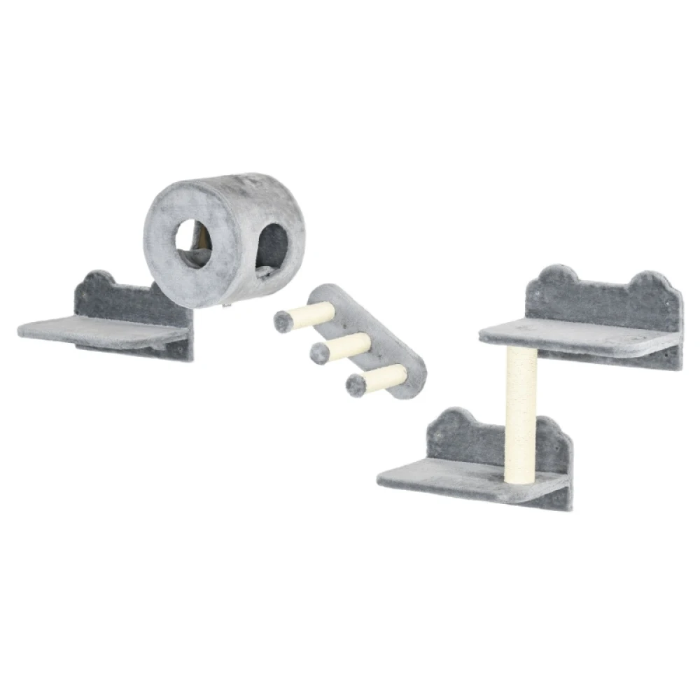 PINGGO 4PCS Wall Mounted Cat Tree, with Steps, Perch, Cat House Solid Production, Soft and Comfortable Touch