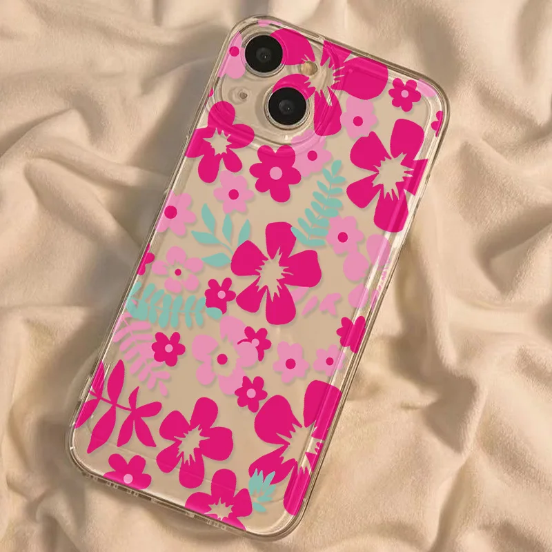 Flower Shockproof Phone Case For iPhone 11 12 13 15 14 16 Pro Max 16E XR X XSmax 7 8 Plus SE Fundas Shockproof Transparent Cover
