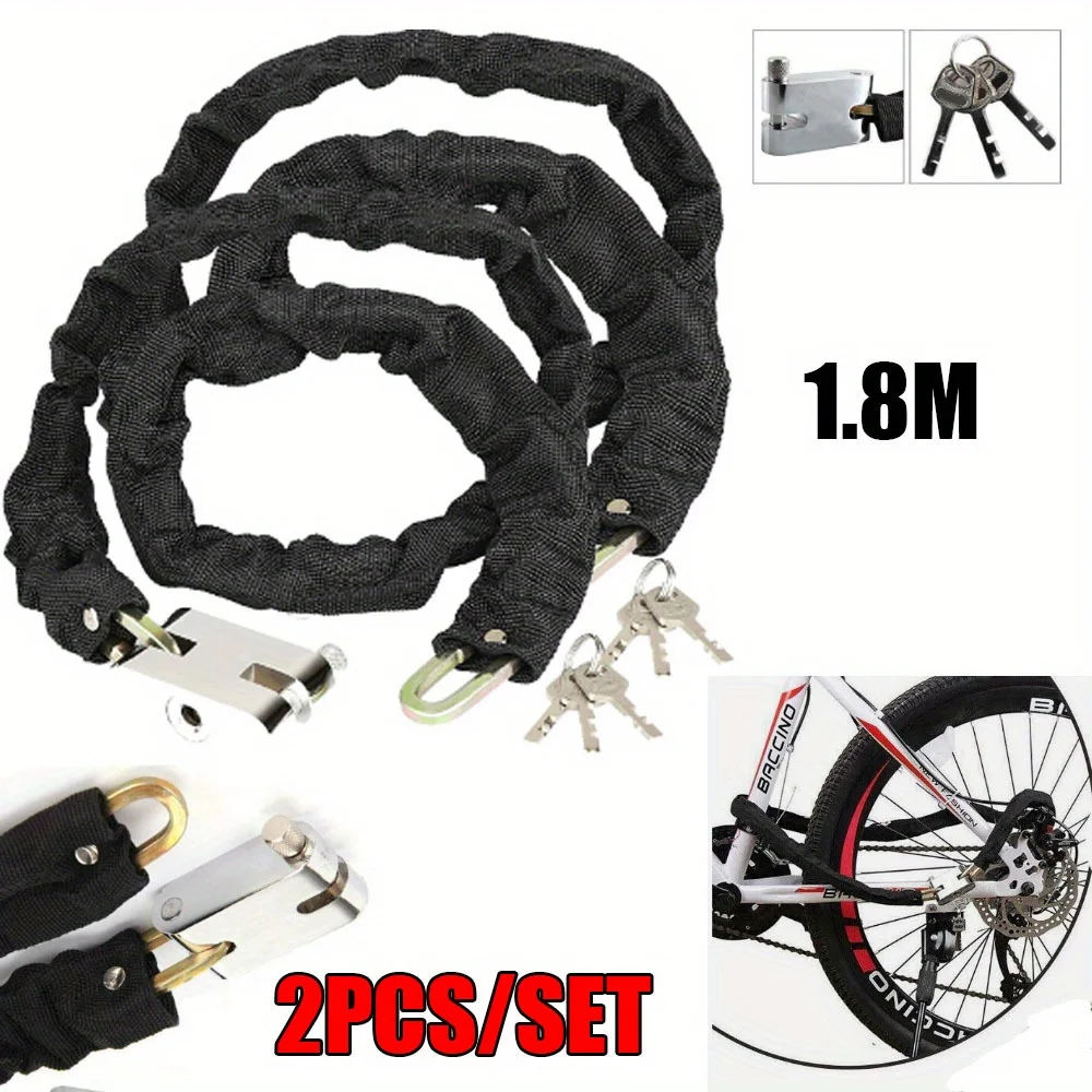 1.8m Bike Chain Lock Home Garden Bicycle Heavy Duty Security Padlock Motorbike
